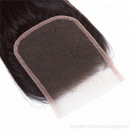 High Quality 100% Virgin Brazilian 10A Single Drawn Straight 4x4  Lace Frontal Closure